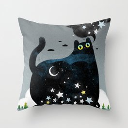 Night Cat Throw Pillow