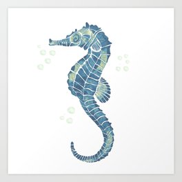 Seahorse - Blue Palette Art Print