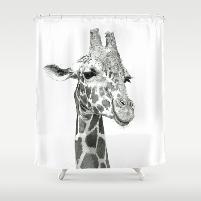 Drawing Of A Smiling Giraffe Shower Curtain By
