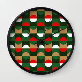Christmas Geo // small print Wall Clock | Joy, Geometric, Holidayseason, Shapes, Winter, Modern, Green, Christmas, Jinglebells, Xmas 