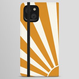 Mustard yellow retro Sun design iPhone Wallet Case