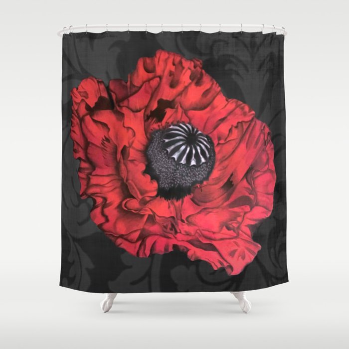 Dancing Red Poppy Shower Curtain