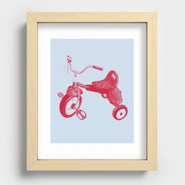 Kids Red Trike on Blue Background Recessed Framed Print