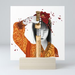 Geisha with sword Mini Art Print