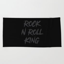 Rock and Roll King Typography Black Beach Towel