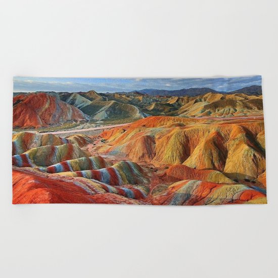 colours mountains Beach Towel