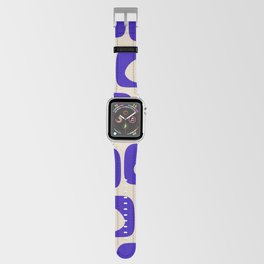 Long Piquet Mid Century Modern Pattern in Cobalt Blue and Beige Apple Watch Band