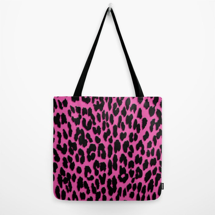 Diamond Pleat Tuck and Roll Tote Bag - Leopard Print/ Blush Pink Glitter
