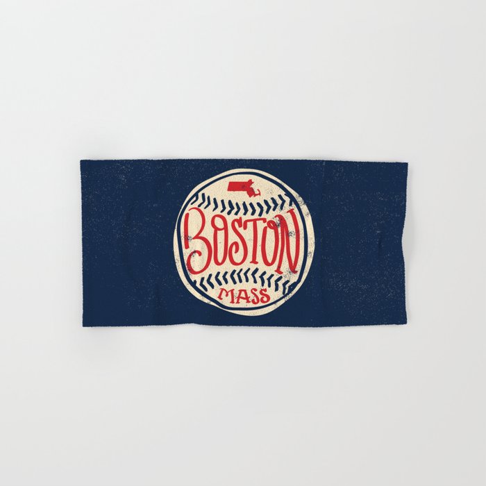 Hand Drawn Baseball for Boston with custom Lettering Hand & Bath Towel