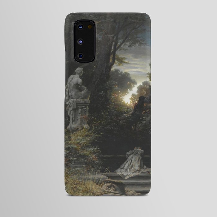 Vintage artwork with statue in forest Android Case
