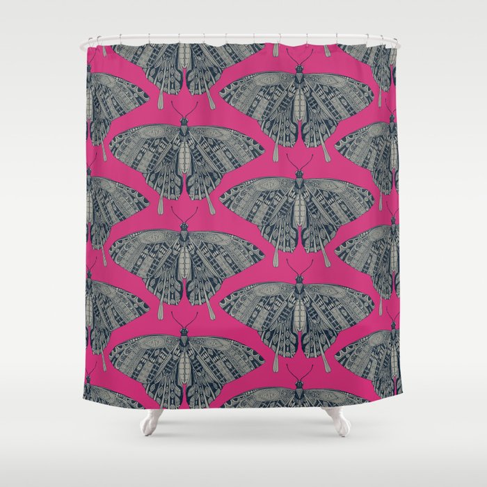 swallowtail butterfly pink indigo Shower Curtain