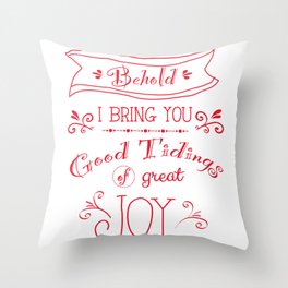 Tidings of Great Joy (red) by Jan Marvin Throw Pillow