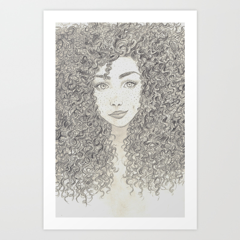 Girl with curly hair. Art Print by Snowpupper | Society6