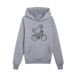 fat cat riding bike Kids Pullover Hoodies