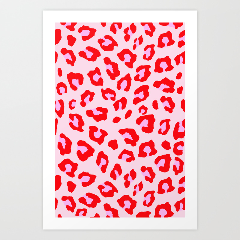 Leopard Print - Red And Pink Art Print 