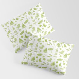 Light Green Summer Beach Elements Pattern Pillow Sham