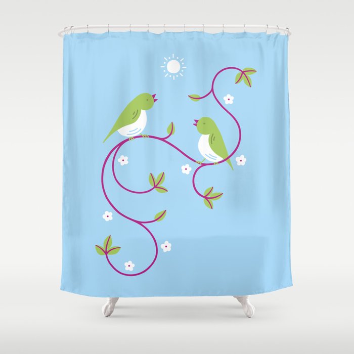 Spring Day (blue) Shower Curtain
