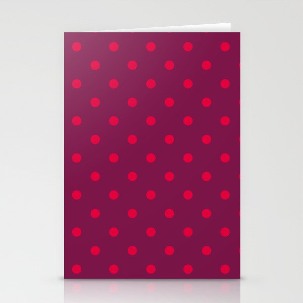 Retro polka dots burgundy red Valentine's Stationery Cards