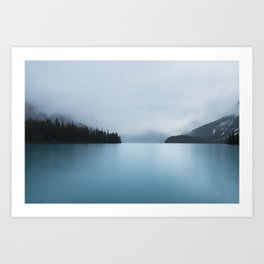 Maligne Lake in Fog Art Print