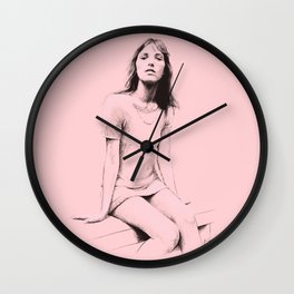 Jane Wall Clock | Sketch, 1960S, Digital, Pink, Pastel, Black And White, Sixties, Model, Chalk Charcoal, Janebirkin 