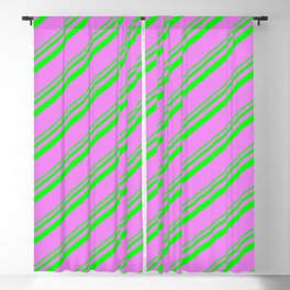[ Thumbnail: Lime and Violet Colored Striped Pattern Blackout Curtain ]