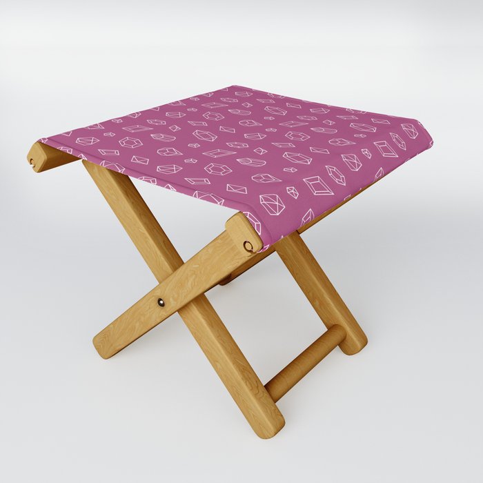 Magenta and White Gems Pattern Folding Stool