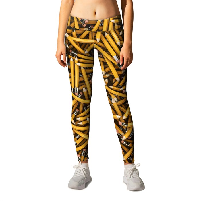 Pencil it in / 3D render of hundreds of yellow pencils Leggings