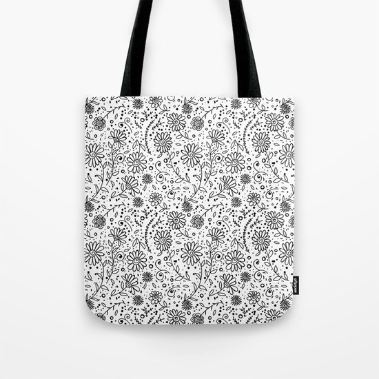 Doodle floral pattern Tote Bag