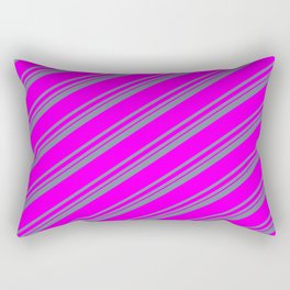 [ Thumbnail: Light Slate Gray and Fuchsia Colored Lines/Stripes Pattern Rectangular Pillow ]