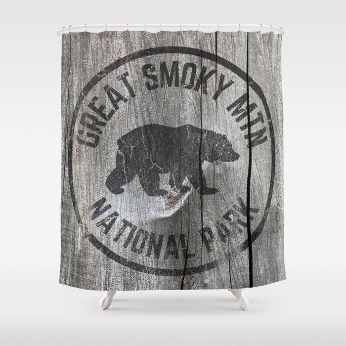 Great Smoky Mountains National Park Vintage Wood Sign Shower Curtain