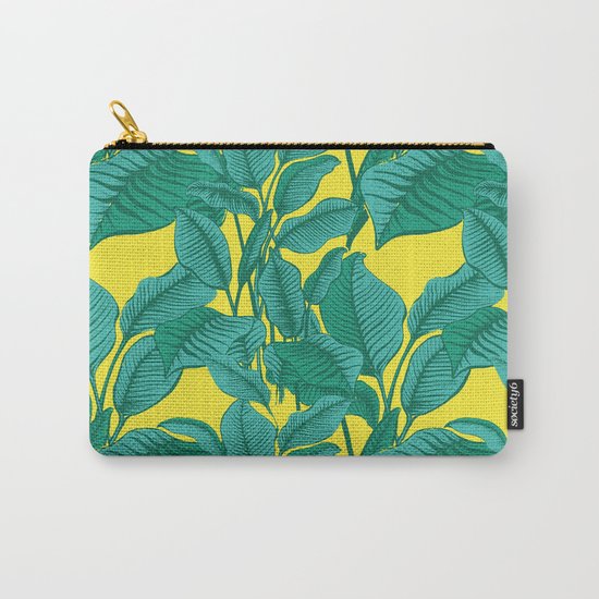 Exotic Tropical Palm Leaf Print - Lime Carry-All Pouch