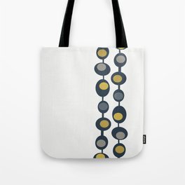 Retro Mid Century Baubles in Navy Blue, Grey and Mustard Yellow Tote Bag
