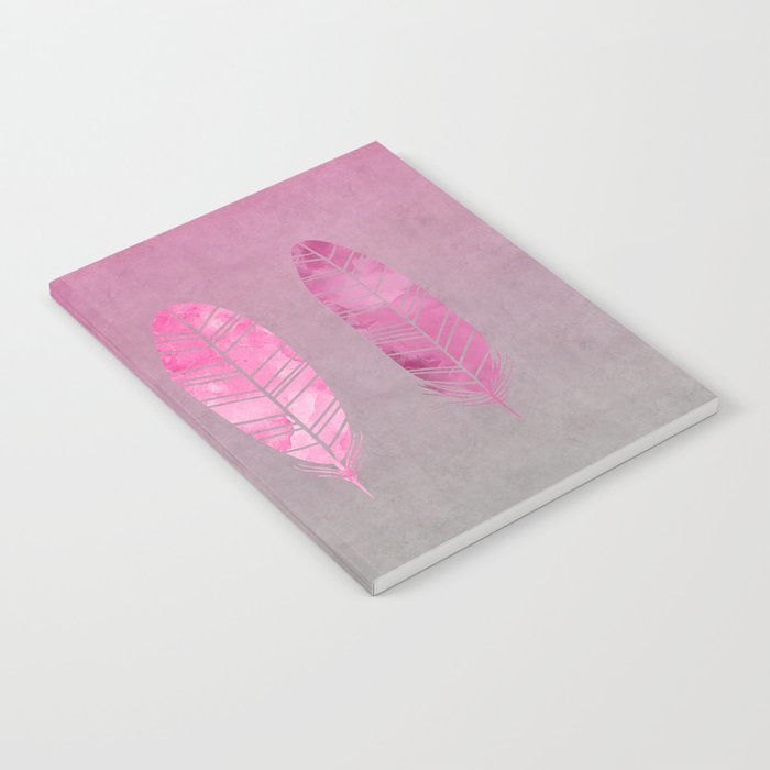 Feathers pink grunge watercolor art Notebook