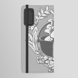 Imu Pit Cooking Cauldron Hawaii Ti Leaves Botanical Illustration Floral Flowers Lobster Claw Plant Grey Android Wallet Case