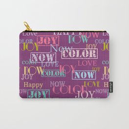 Enjoy The Colors - Colorful typography modern abstract pattern on Hollyhock purple color Carry-All Pouch
