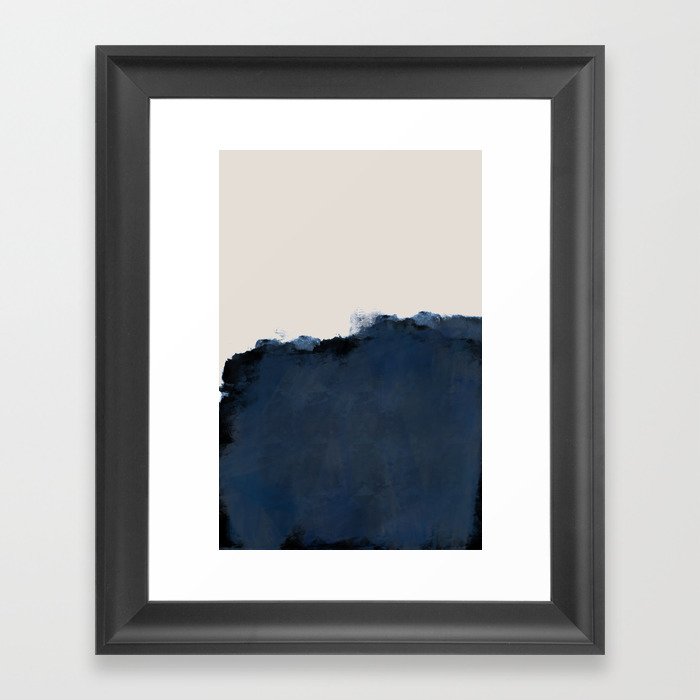 Abstract, blue, beige, indigo Gerahmter Kunstdruck