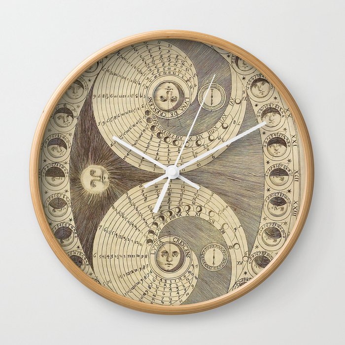 Moon Phase Chart Vintage Lunar Cycles Astronomy Chart Wall Clock