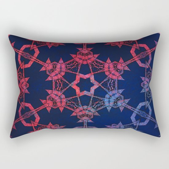 Blue and red glow tribal mandala Rectangular Pillow
