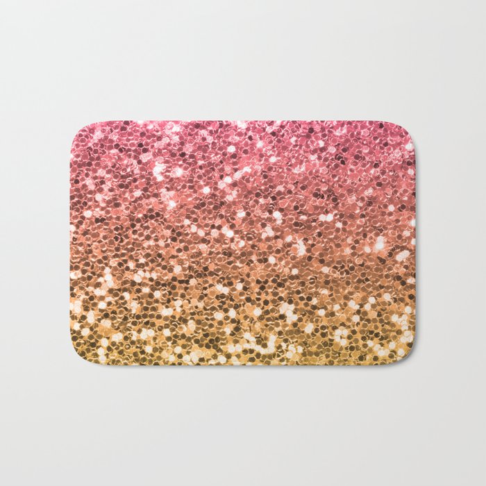 Ombre Mermaid Sparkly Glitters Colorful Pink Gold Cute Girly Bath Mat