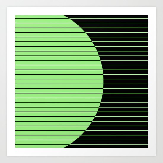 Opposites Attract (Abstract, green and black, geometric design) Art Print