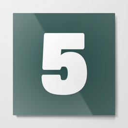 5 (White & Dark Green Number) Metal Print