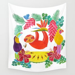 Sloth with anona Wall Tapestry