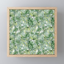 Seamless watercolor illustration of tropical leaves Framed Mini Art Print