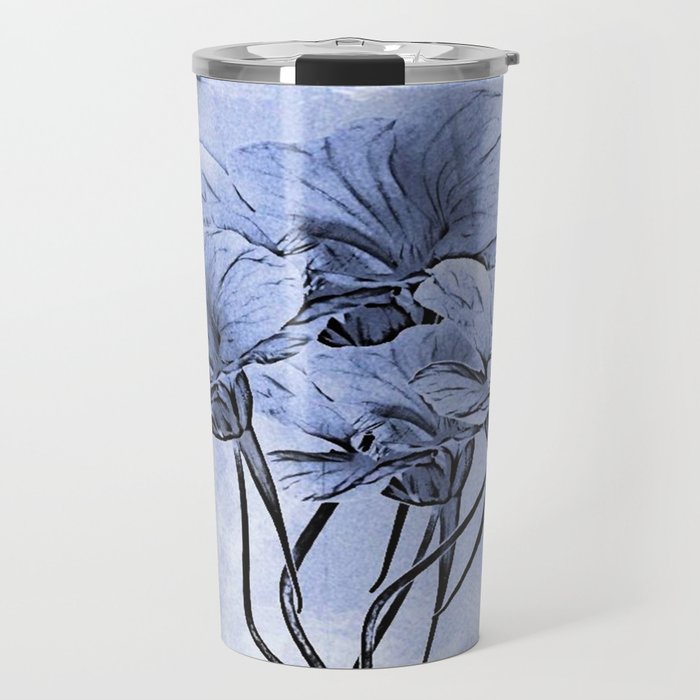 Painterly Blue Floral Travel Mug