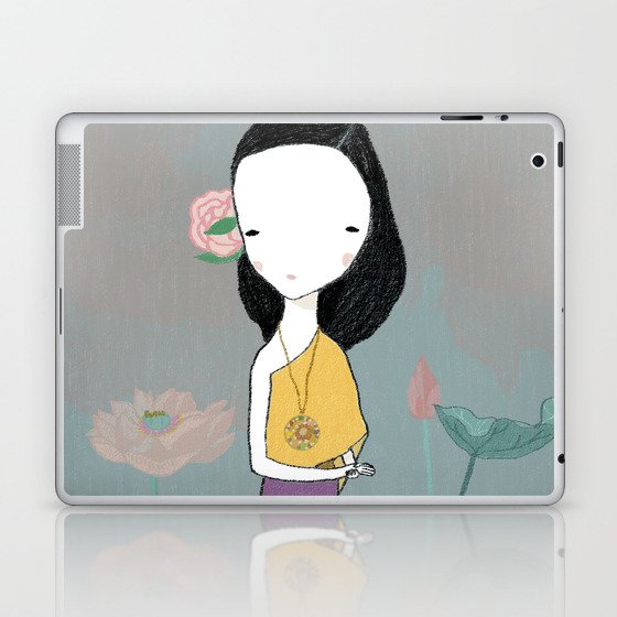 Girl with water lilies Laptop & iPad Skin