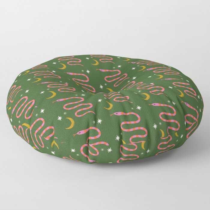 Pink Snakes Pattern Floor Pillow | Drawing, Digital, Modern, Art, Print, Minimal, Contemporary, Paint, Artistic, Artistic