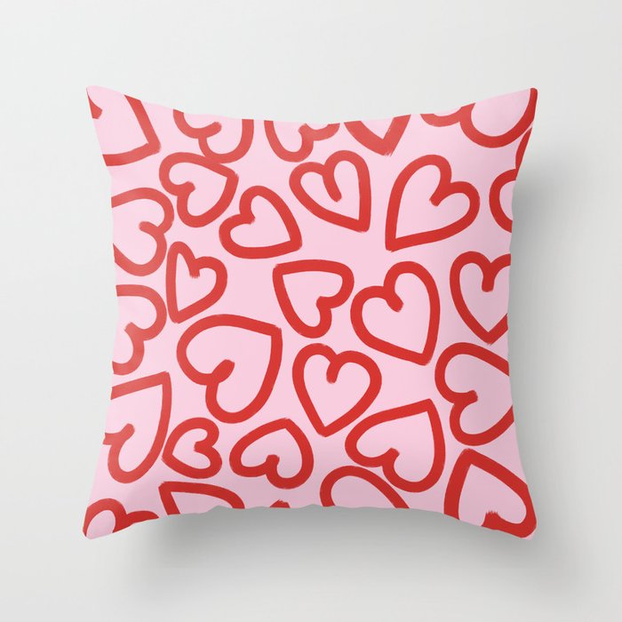 Valentines Hearts Pattern Throw Pillow