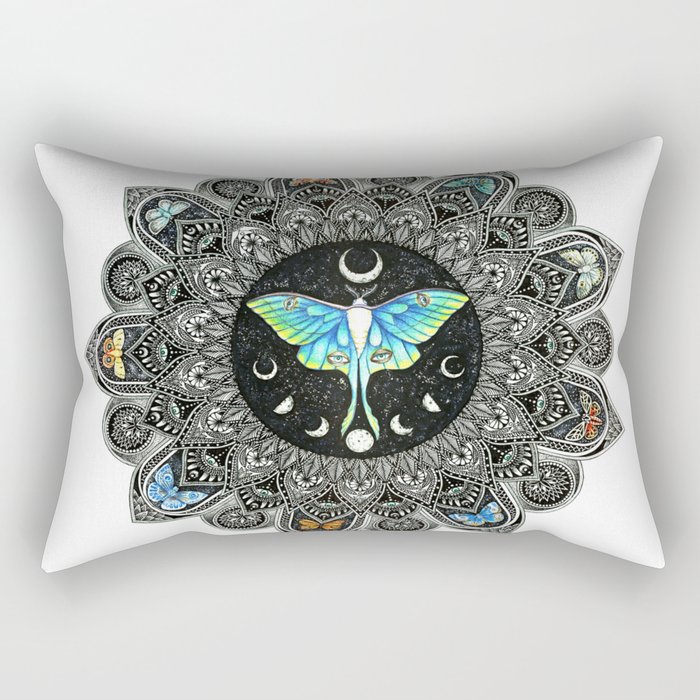 Lunar Moth Mandala Rectangular Pillow