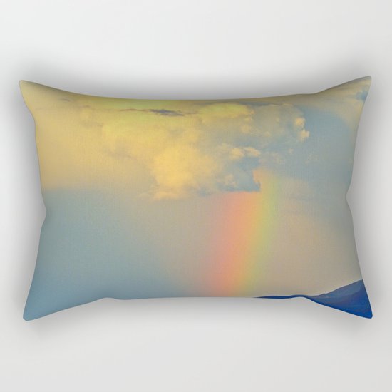 Rainbow on the Coastal Town Rectangular Pillow