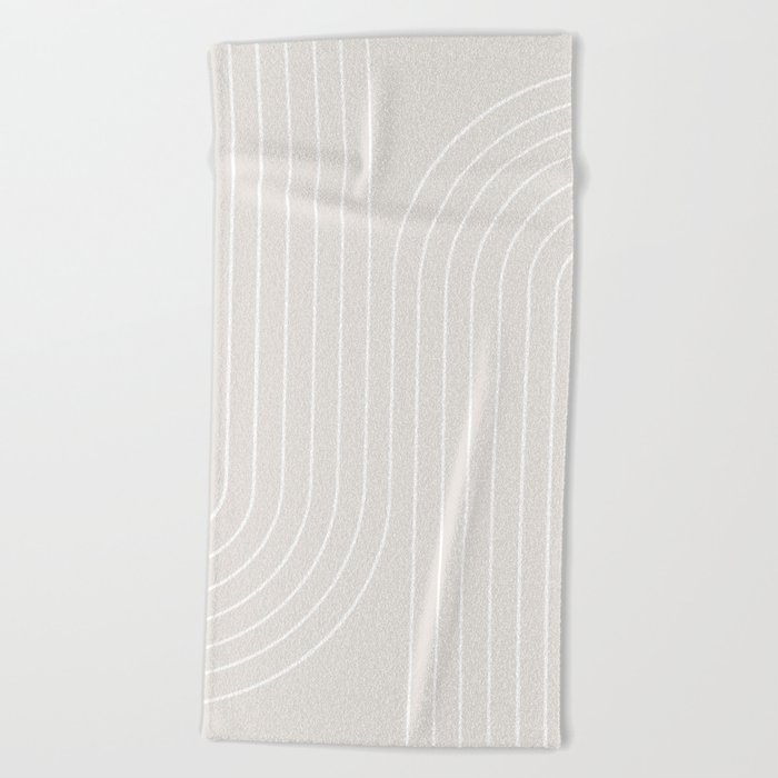 Minimal Line Curvature XI Natural Off White Mid Century Modern Arch Abstract Beach Towel